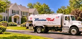 Massimo Fuel LLC heating oil delivery truck serving residential and commercial customers in Connecticut and surrounding Connecticut areas